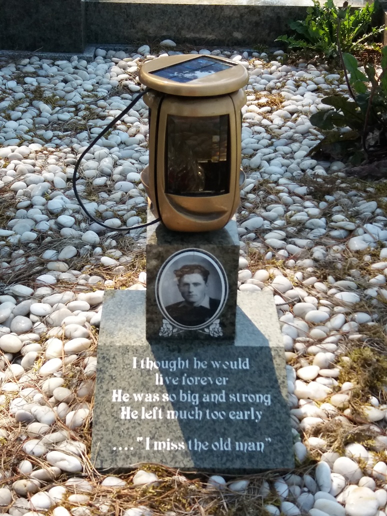 Headstone in Clonmacnoise insribed - I thought he would live forever he was so big and strong - I miss the old man